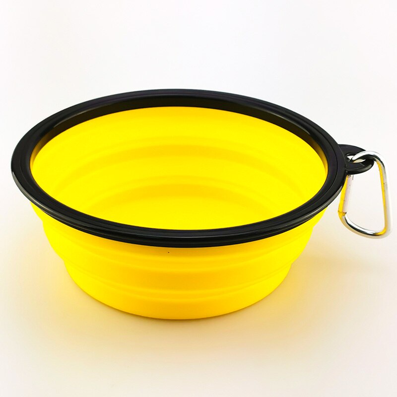 Cuenco plegable de silicona para perros y gatos con mosquetón