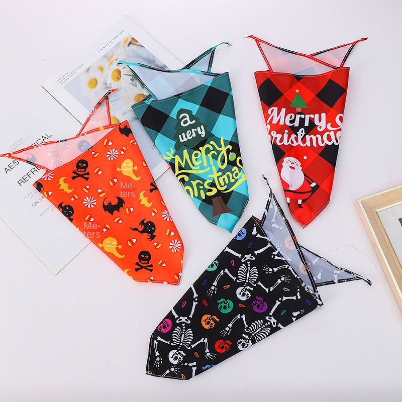 Bandana de nylon para perros y gatos con diseño festivo