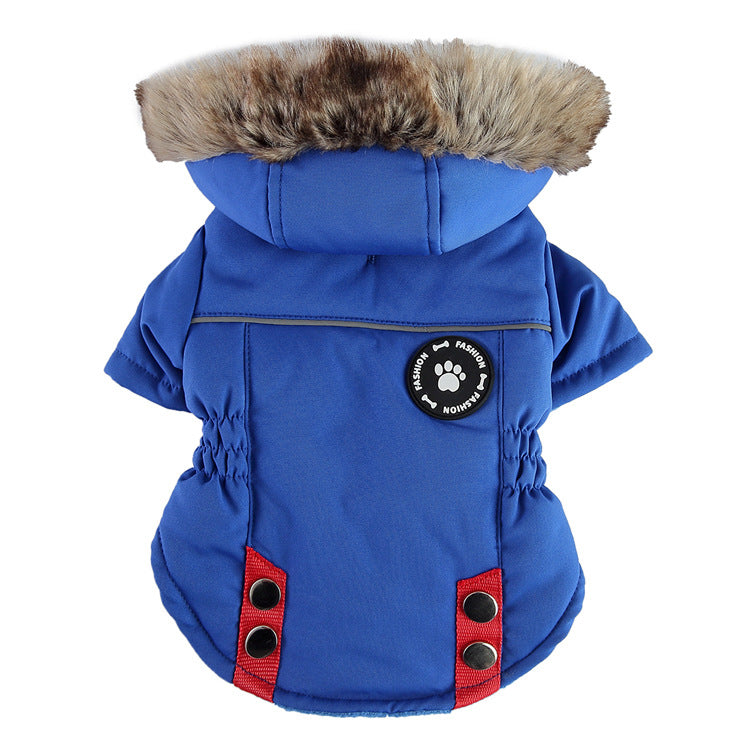 Chaqueta acolchada de invierno para perros en color azul