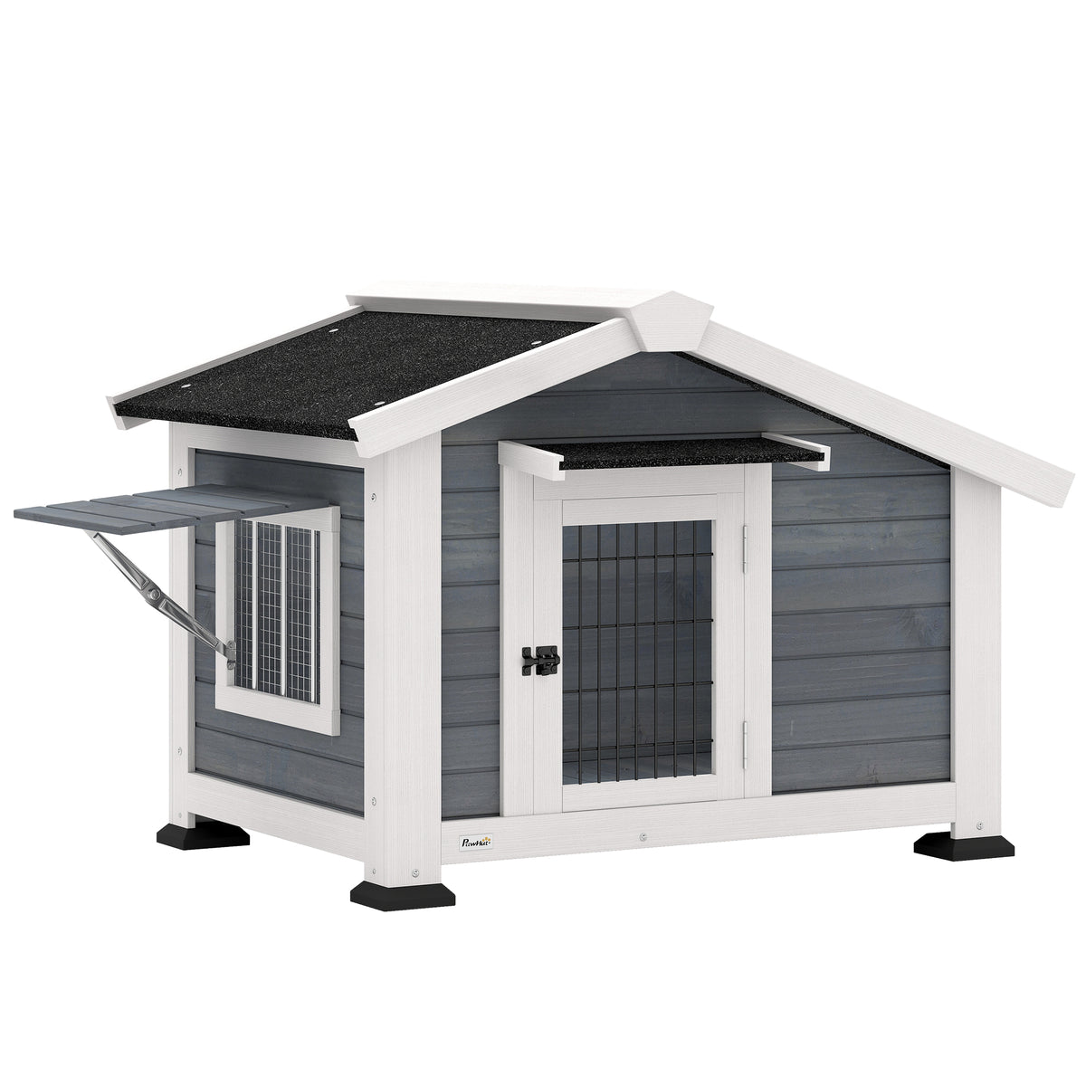 Caseta de madera elevada para perros medianos hasta 20 kg, 98x76x69,5 cm