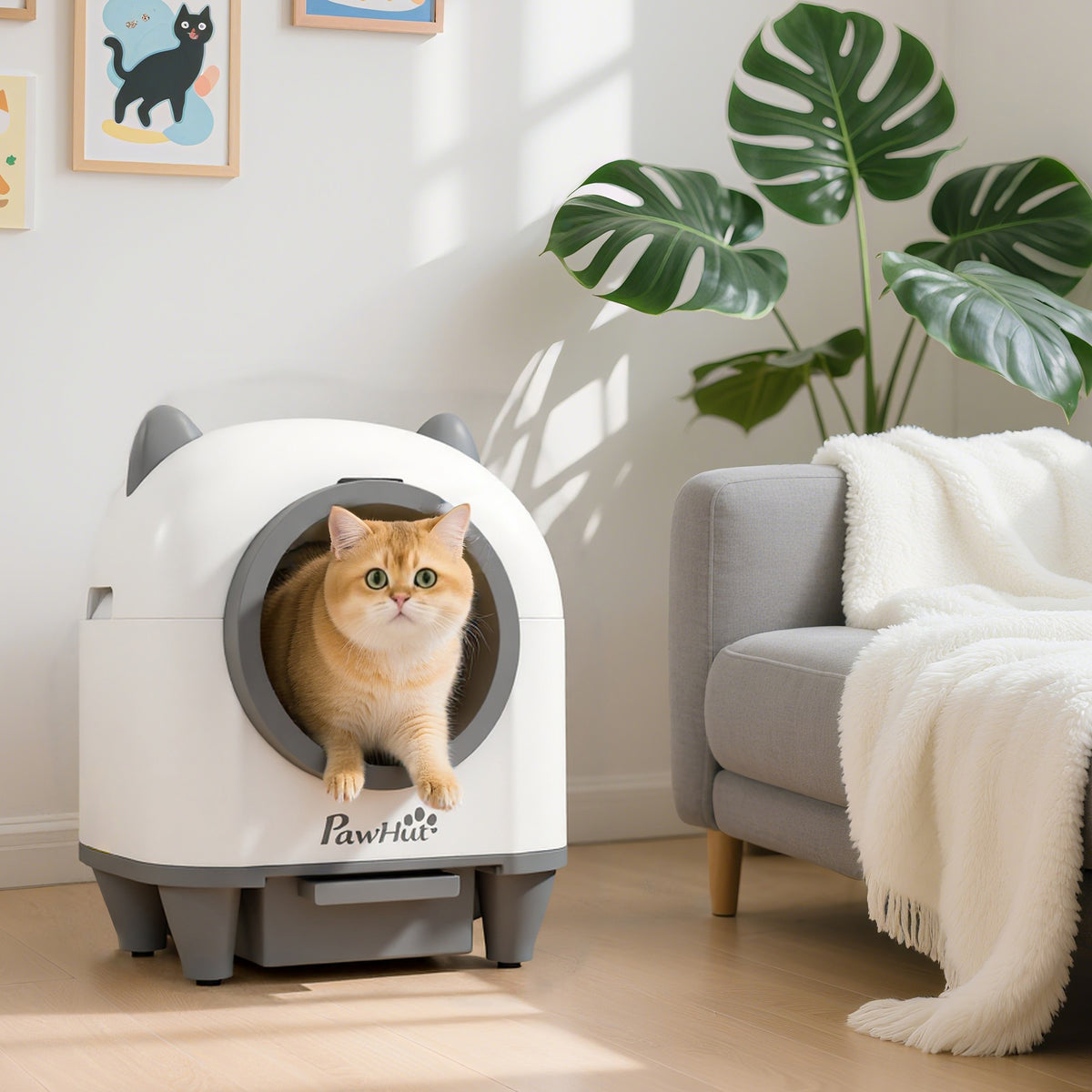 Arenero automático autolimpiable para gatos con app, 80 L