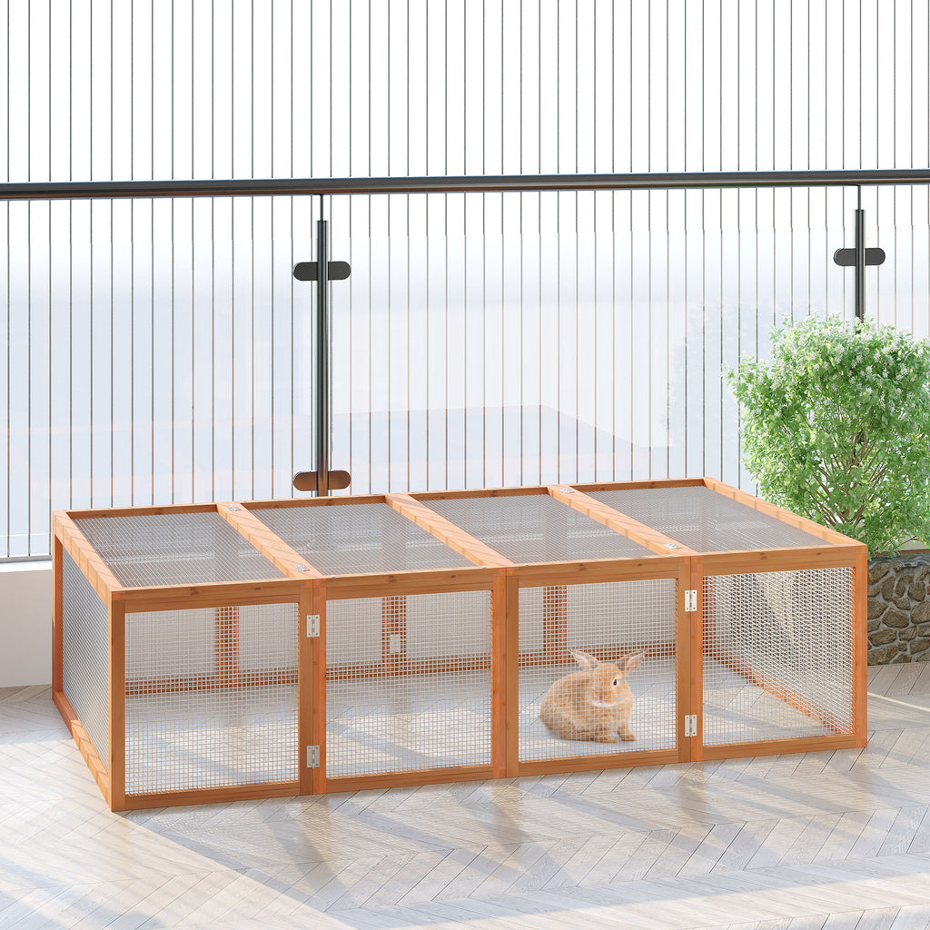 Corral de madera para conejos en interior