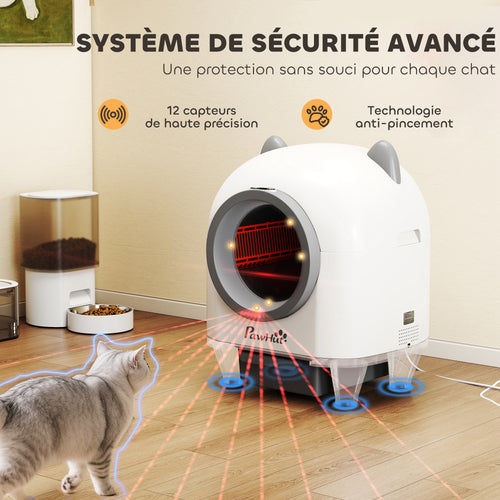 Arenero automático autolimpiable para gatos con app, 80 L