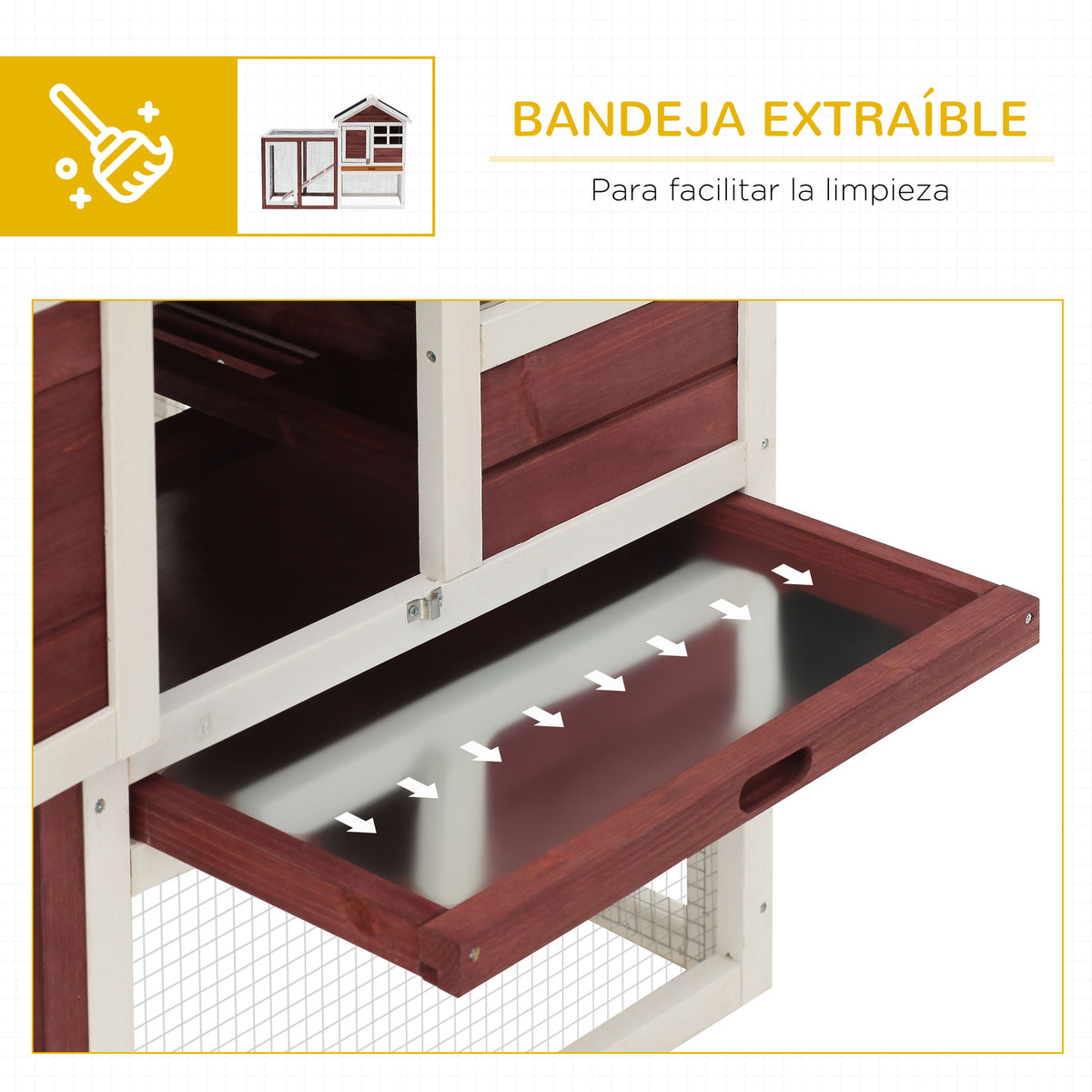Conejera de exterior de madera con caseta y corral