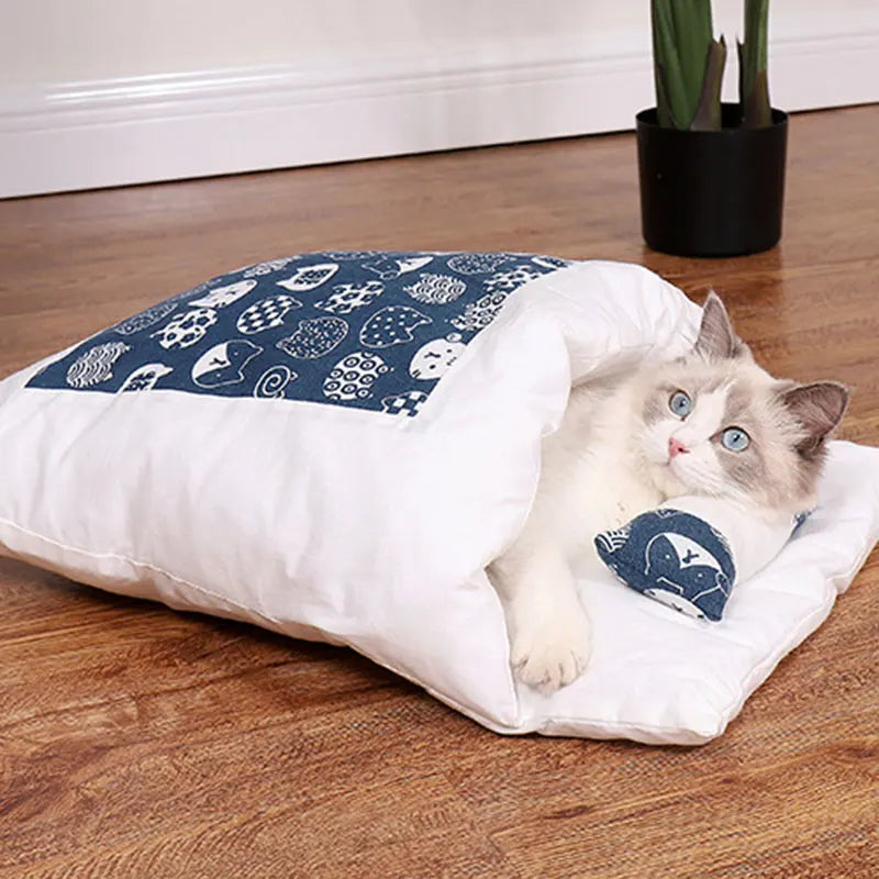 Saco de dormir cálido y extraíble para gatos