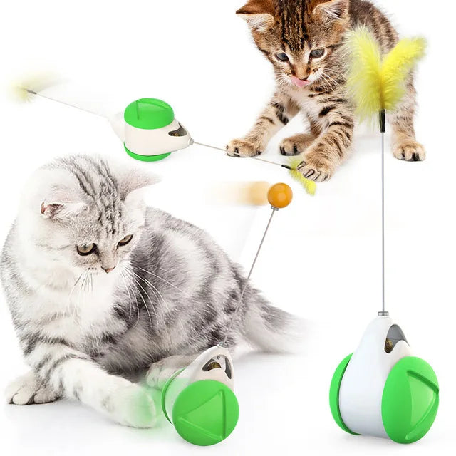 Juguete interactivo con pelota y plumas para gatos