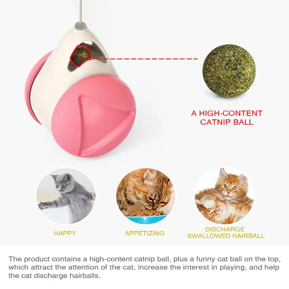 Juguete interactivo con pelota y plumas para gatos