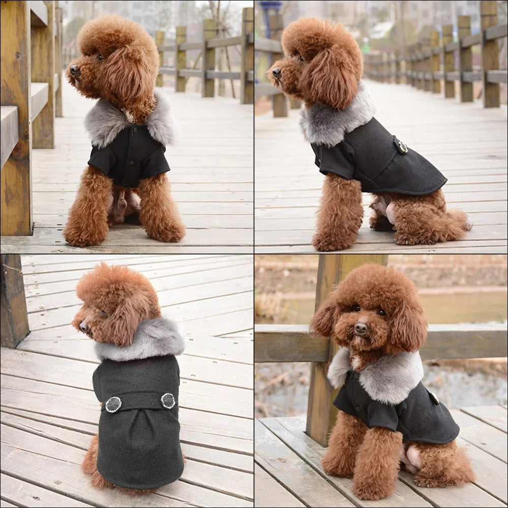 Abrigo de invierno de mezcla de lana para perros y gatos