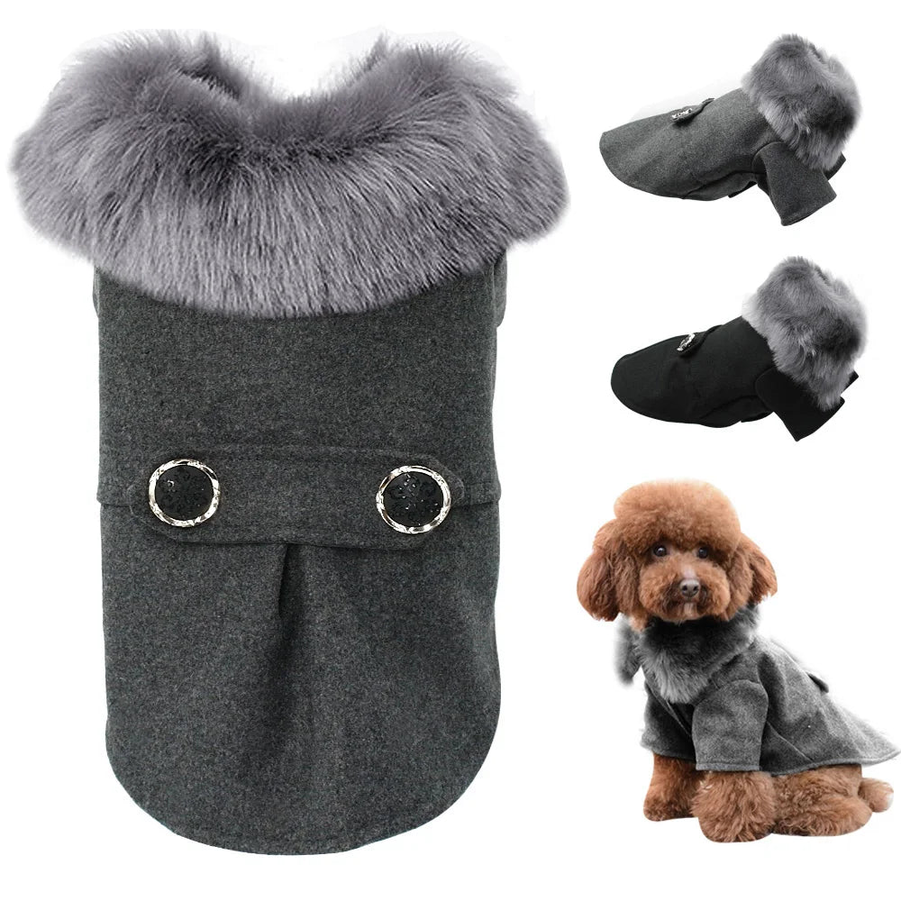 Abrigo de invierno de mezcla de lana para perros y gatos