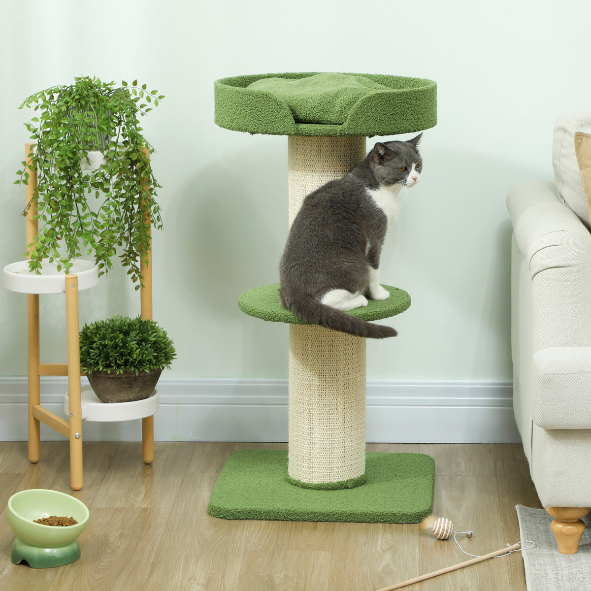 Árbol rascador para gatos con plataformas y cojín