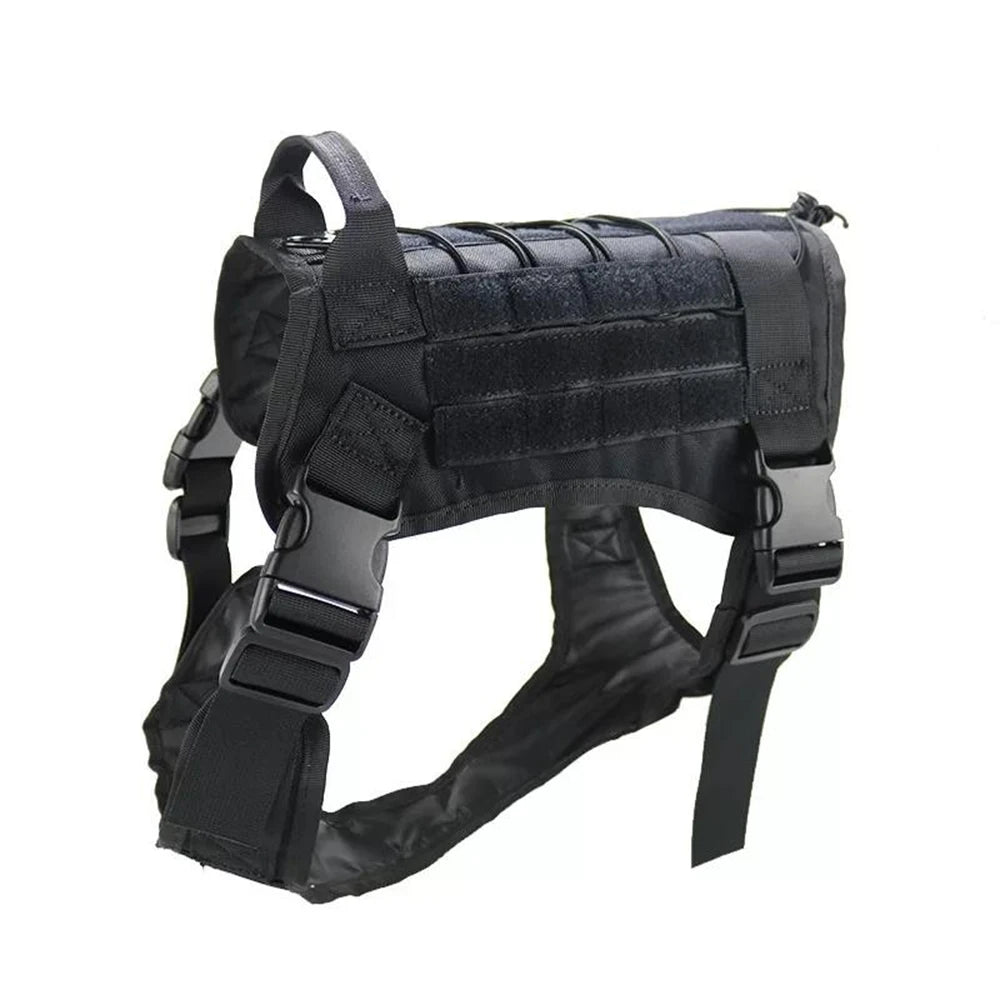 Arnés táctico para perros con asa de control y malla transpirable en color negro