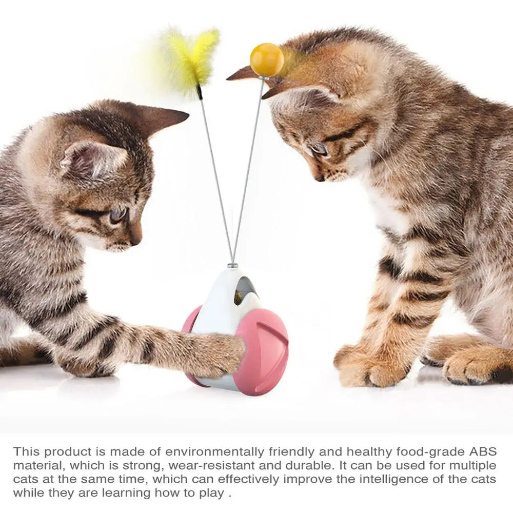 Juguete interactivo con pelota y plumas para gatos