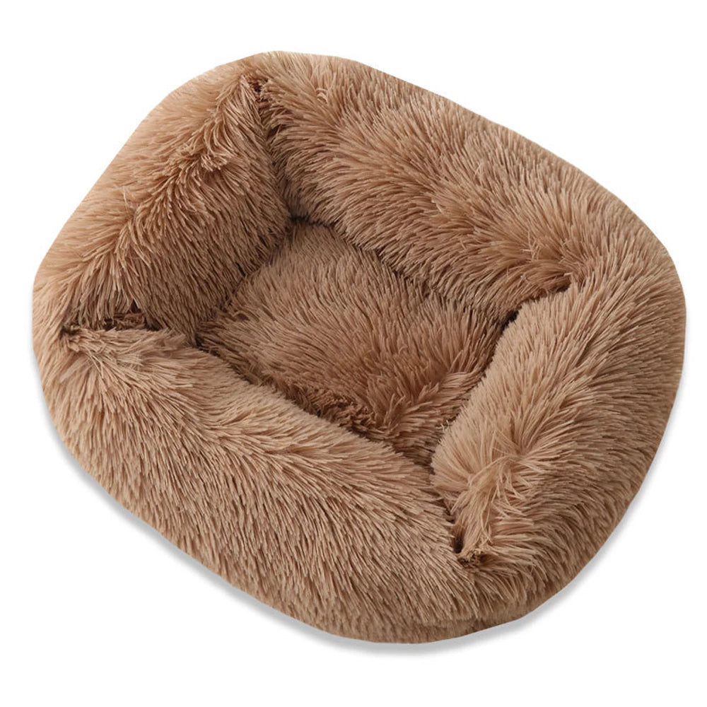 Cama cuadrada mullida y cálida para perros y gatos