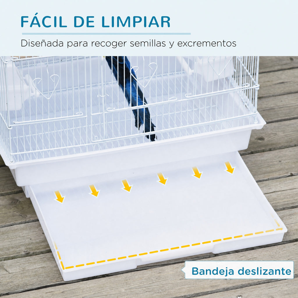 Jaula para aves con perchas y comederos 46,5 x 35,5 x 92 cm