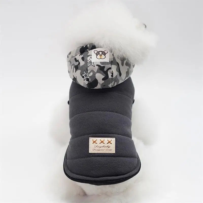 Abrigo de invierno con capucha para perros y gatos