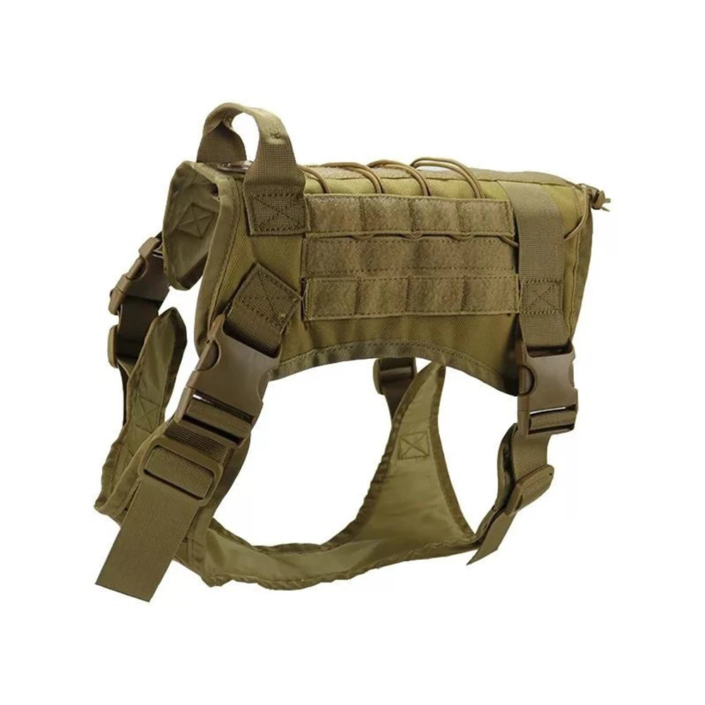 Arnés táctico para perros con asa de control y malla transpirable en color marrón