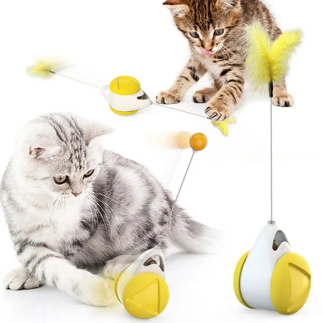 Juguete interactivo con pelota y plumas para gatos
