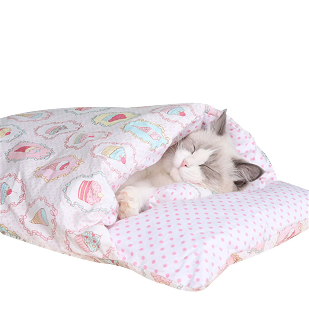 Saco de dormir cálido y extraíble para gatos