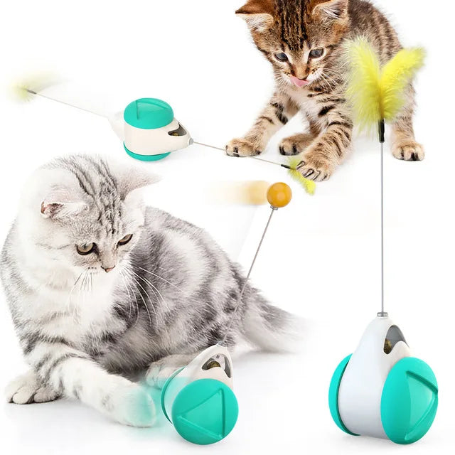 Juguete interactivo con pelota y plumas para gatos