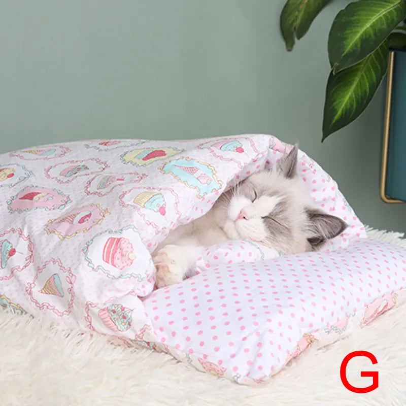 Saco de dormir cálido y extraíble para gatos