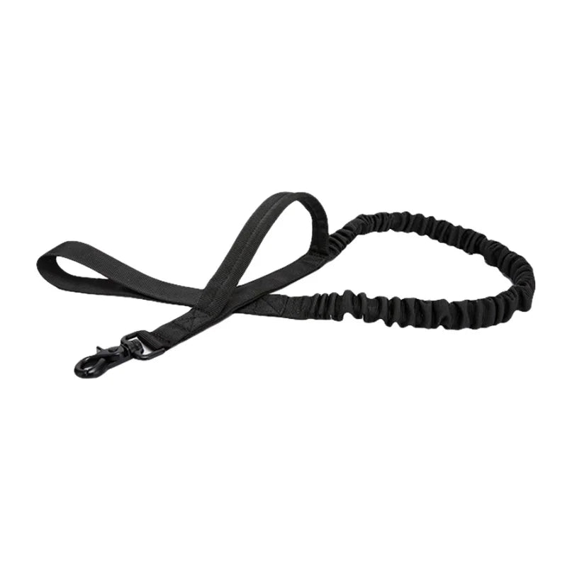 Correa táctica de cuerda para perros con asa acolchada en color negro