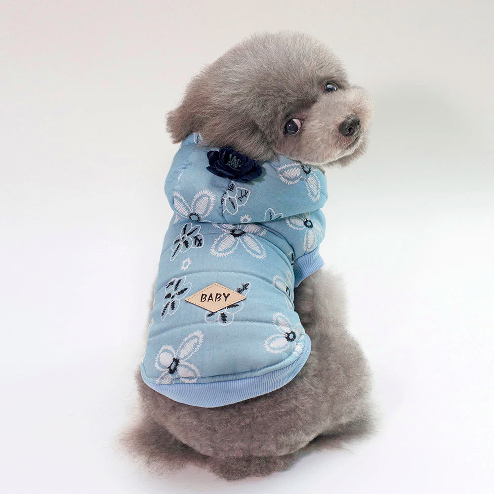 Abrigo de invierno con capucha para perros y gatos