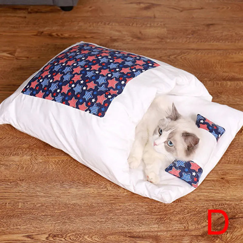 Saco de dormir cálido y extraíble para gatos