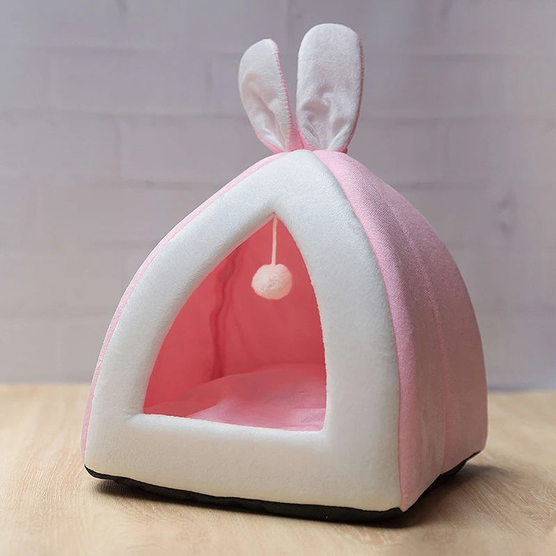 Cama cueva plegable cálida para gatos y perros