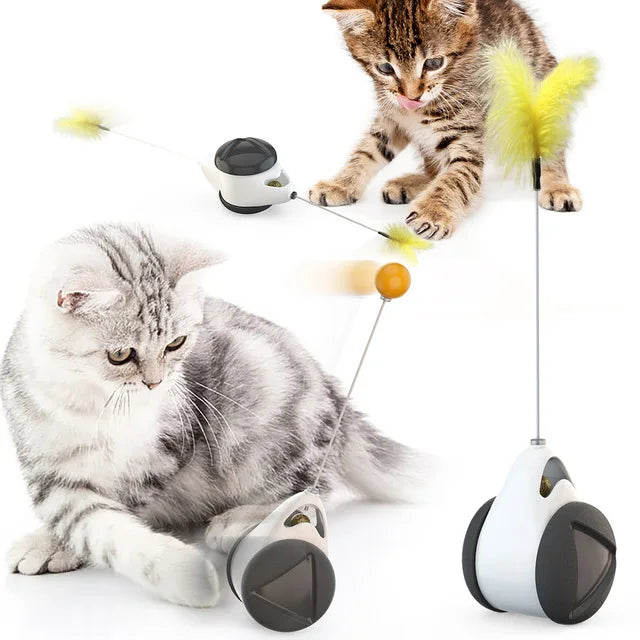 Juguete interactivo con pelota y plumas para gatos