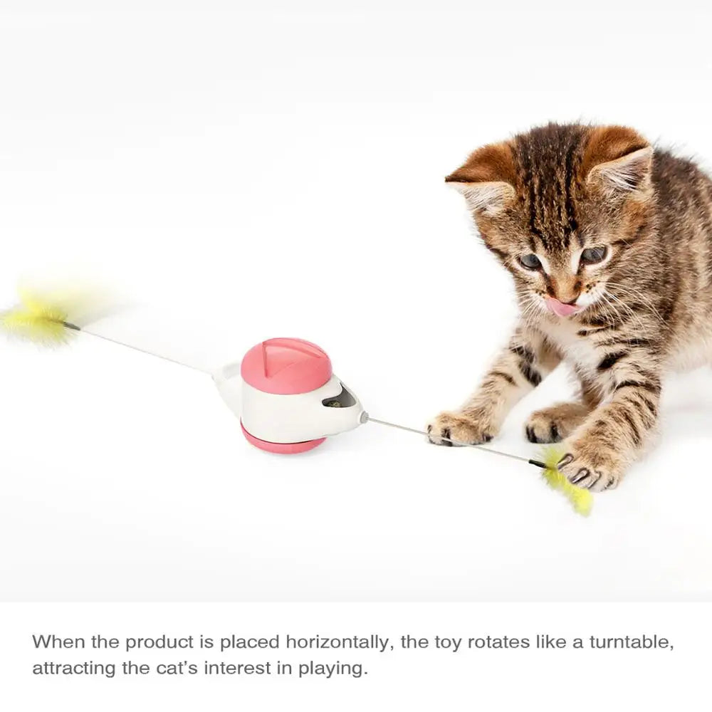 Juguete interactivo con pelota y plumas para gatos