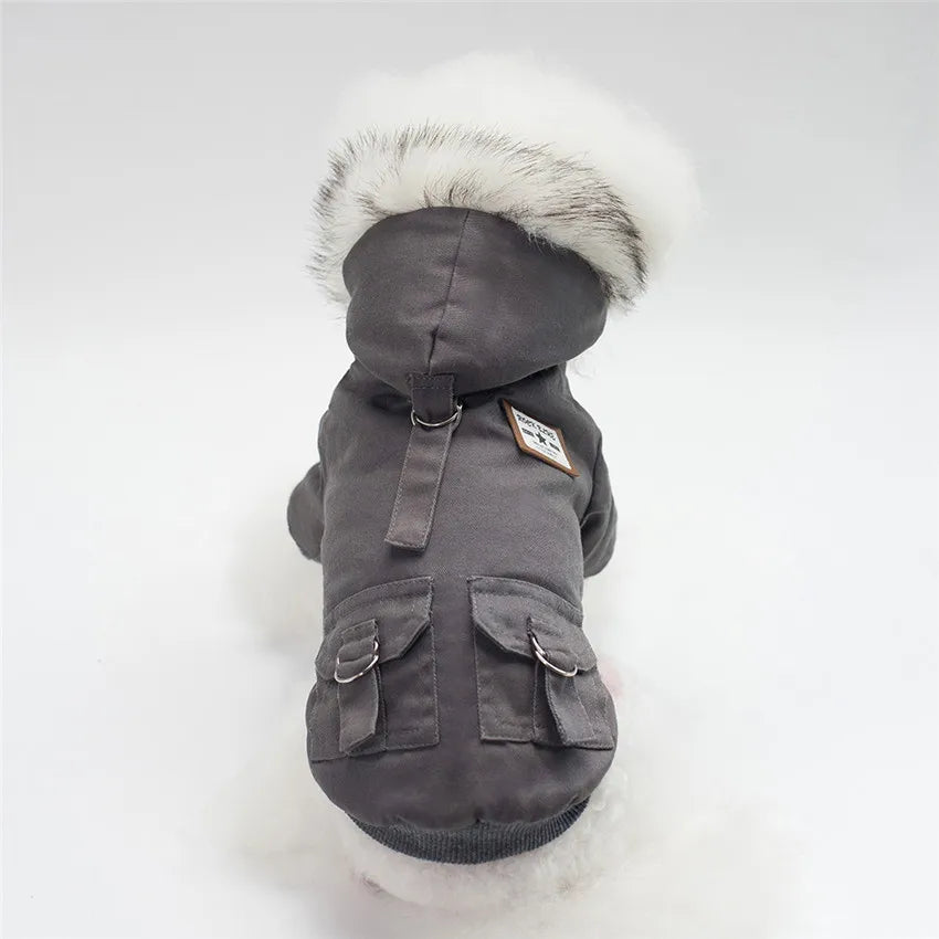 Abrigo de invierno con capucha para perros y gatos