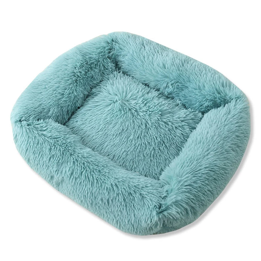 Cama cuadrada mullida y cálida para perros y gatos