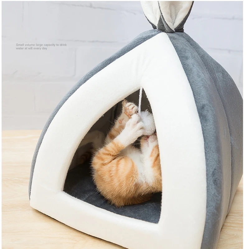 Cama cueva plegable cálida para gatos y perros