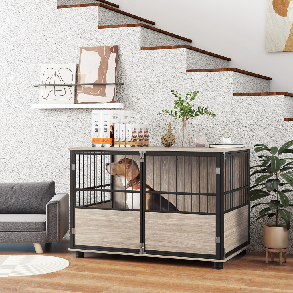Jaula para perro con mesa auxiliar, 100 x 60 x 68 cm
