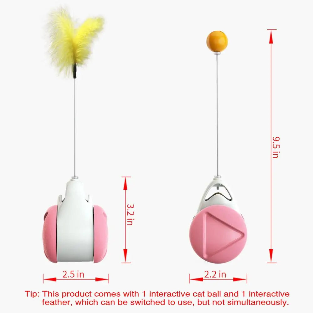 Juguete interactivo con pelota y plumas para gatos