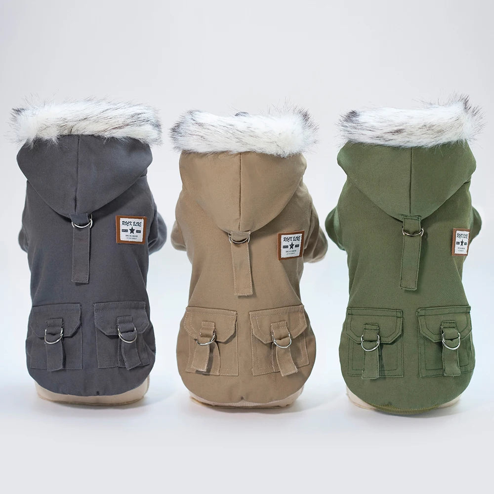 Abrigo acolchado de invierno con capucha para perros