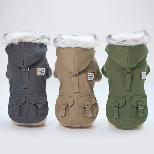 Abrigo acolchado de invierno con capucha para perros