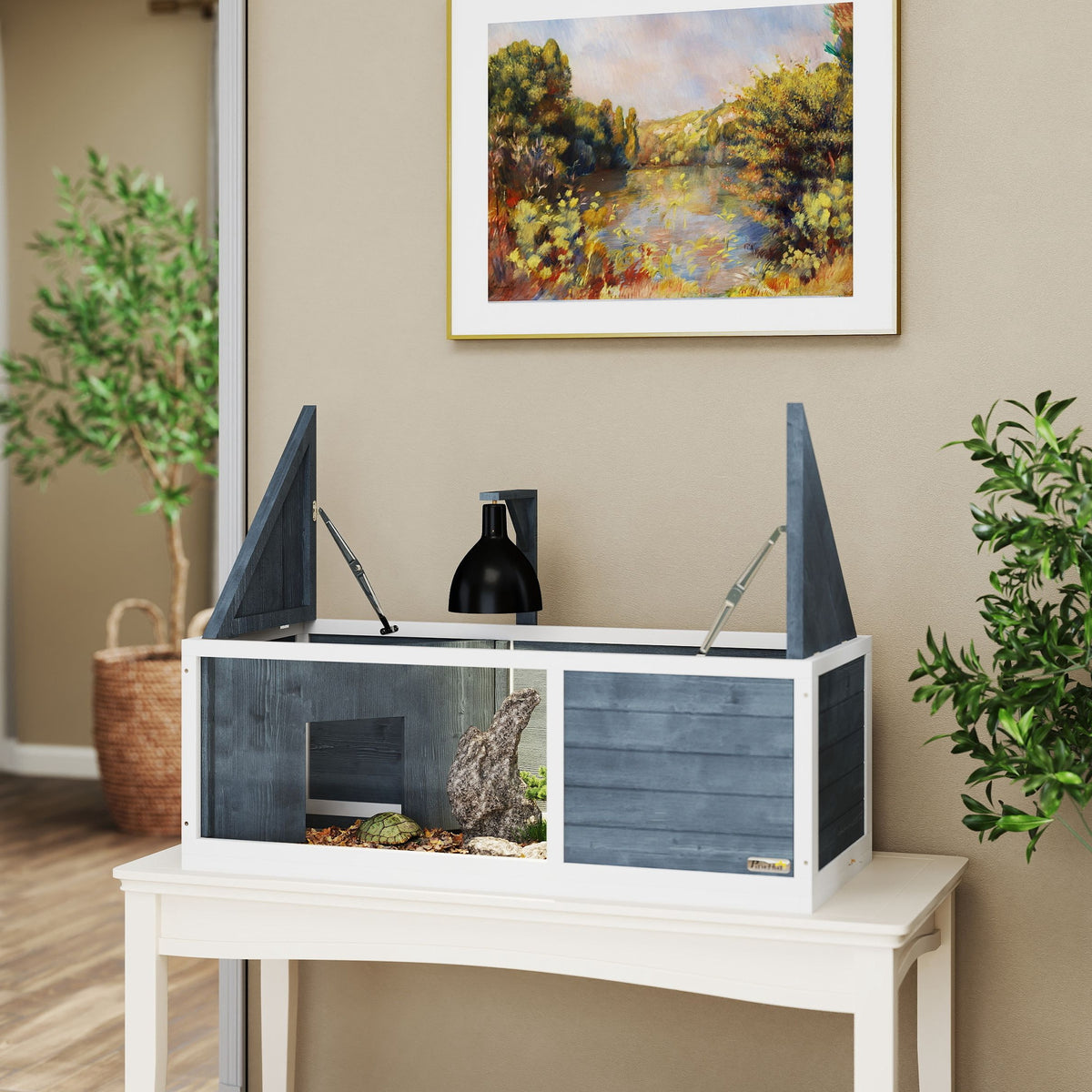 Casa para tortugas con 2 casetas