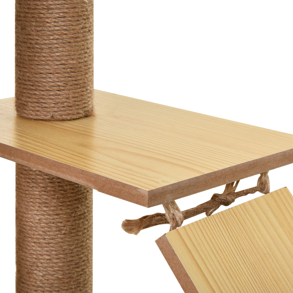 Árbol rascador para gatos con hamaca y plataformas, sisal natural