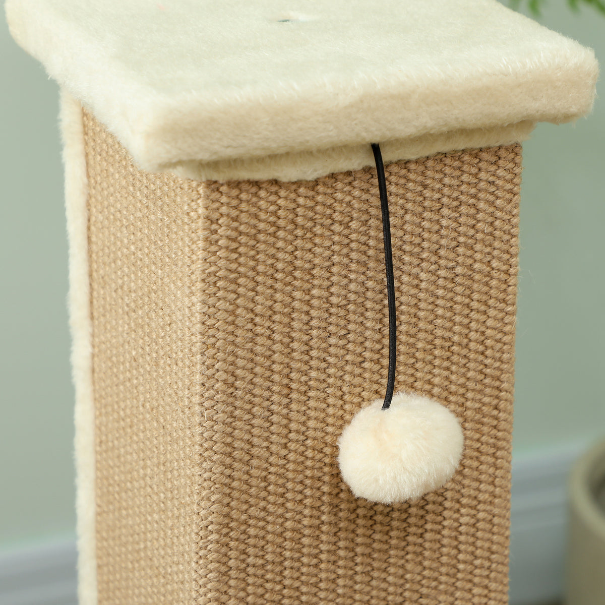 Rascador para gatos con poste de sisal y bola beige