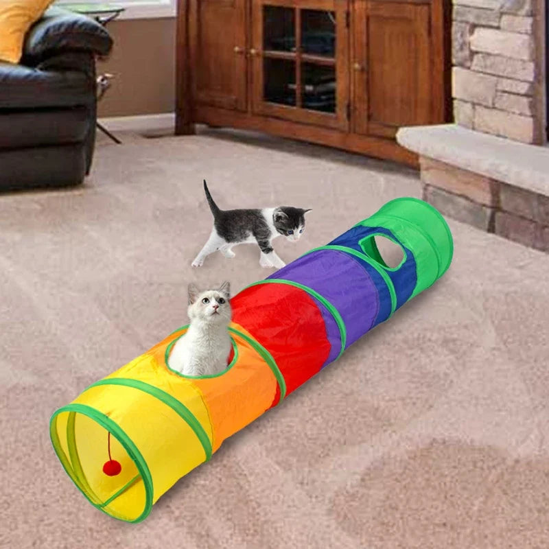 Túnel plegable para gatos con mirillas