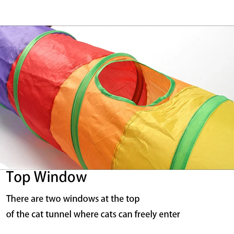 Túnel plegable para gatos con mirillas