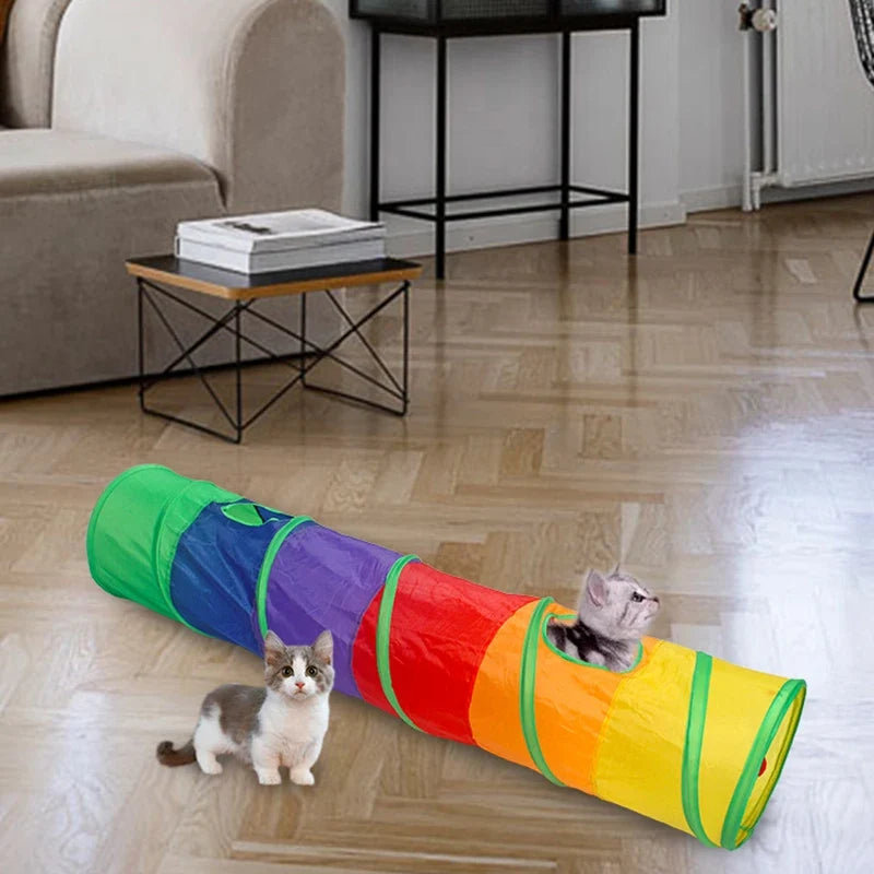 Túnel plegable para gatos con mirillas
