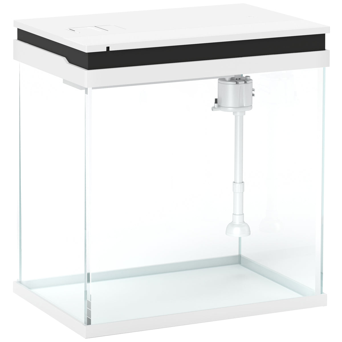 Acuario de vidrio de 14 litros con filtro y luz LED