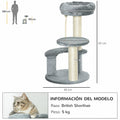 Árbol rascador para gatos con 3 plataformas y cuerda