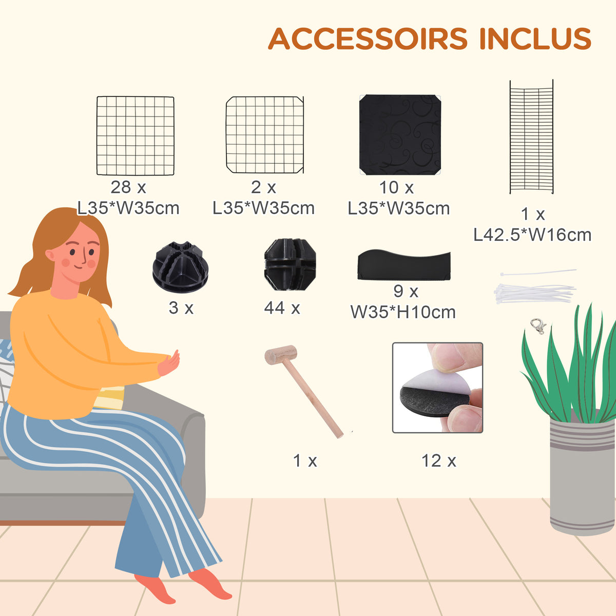 Pack de 2 recintos modulares de 3 niveles con rampa para animales pequeños, negro, foto 3 de 9