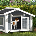 Caseta de madera elevada para perros medianos hasta 20 kg, 98x76x69,5 cm