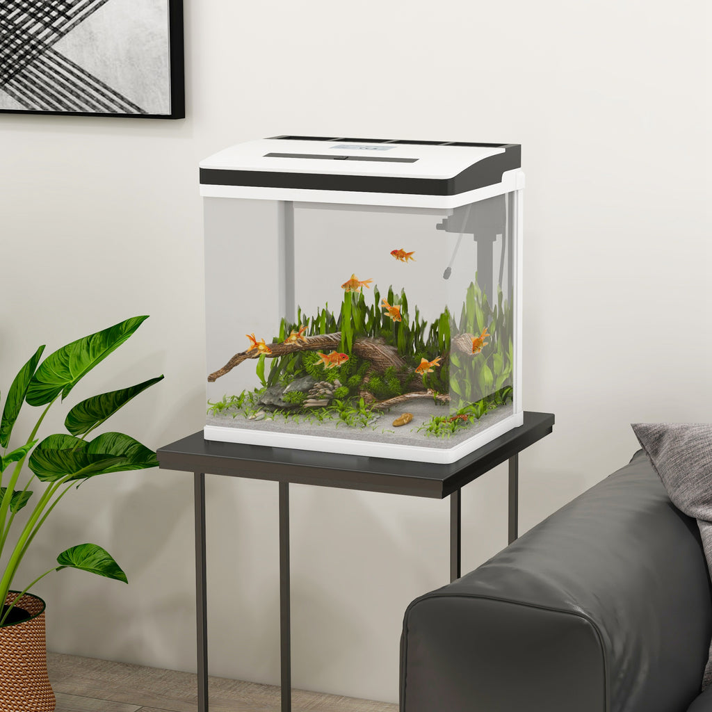 Acuario de vidrio de 28 litros con filtro y luz LED