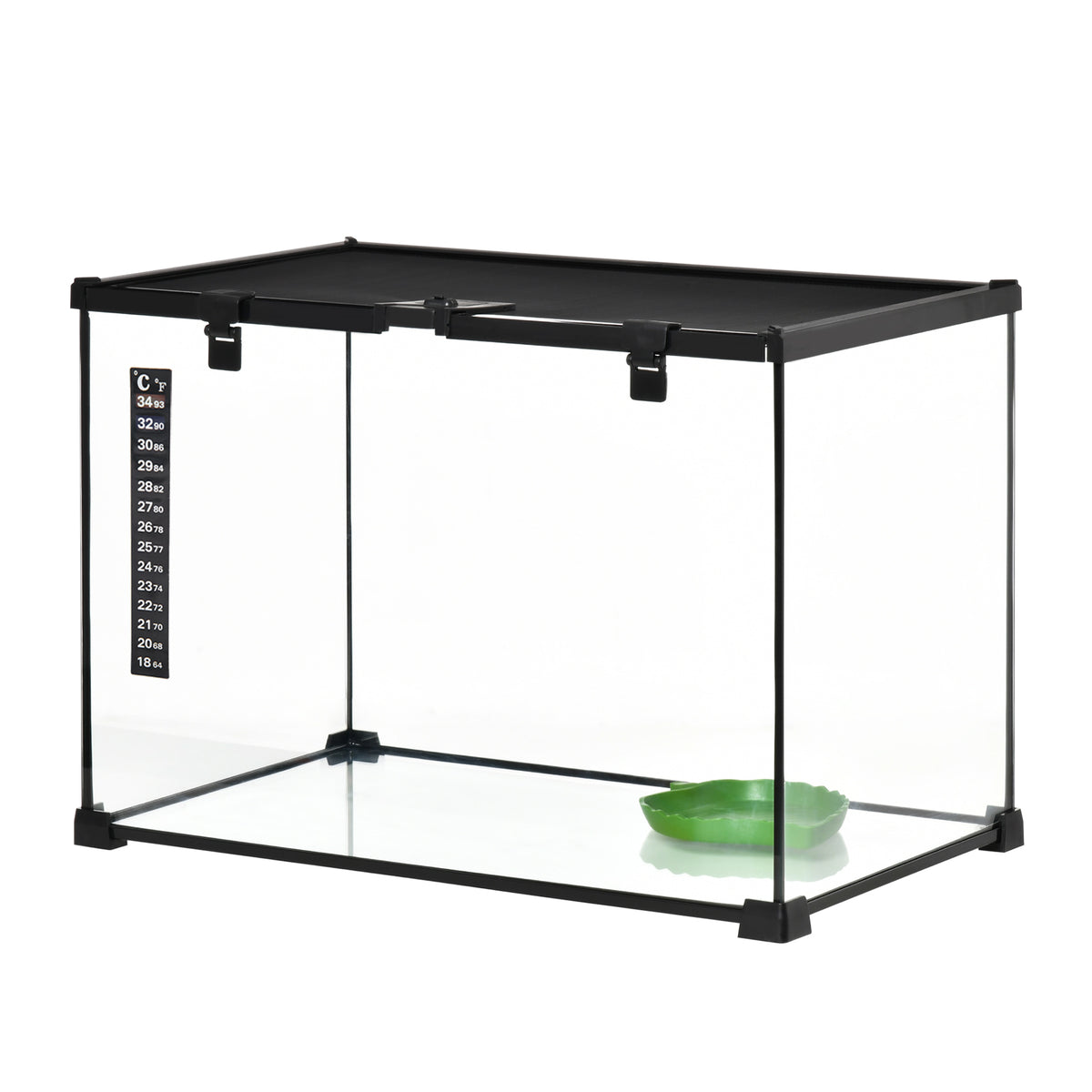 Terrario de cristal apilable con termómetro
