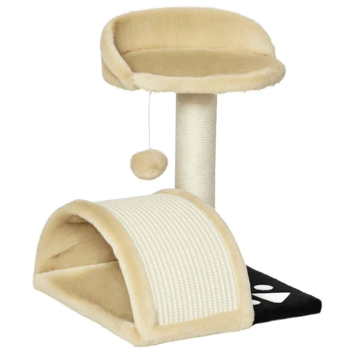 Árbol rascador de diseño para gatos con bola colgante y plataforma, beige, foto 2 de 9